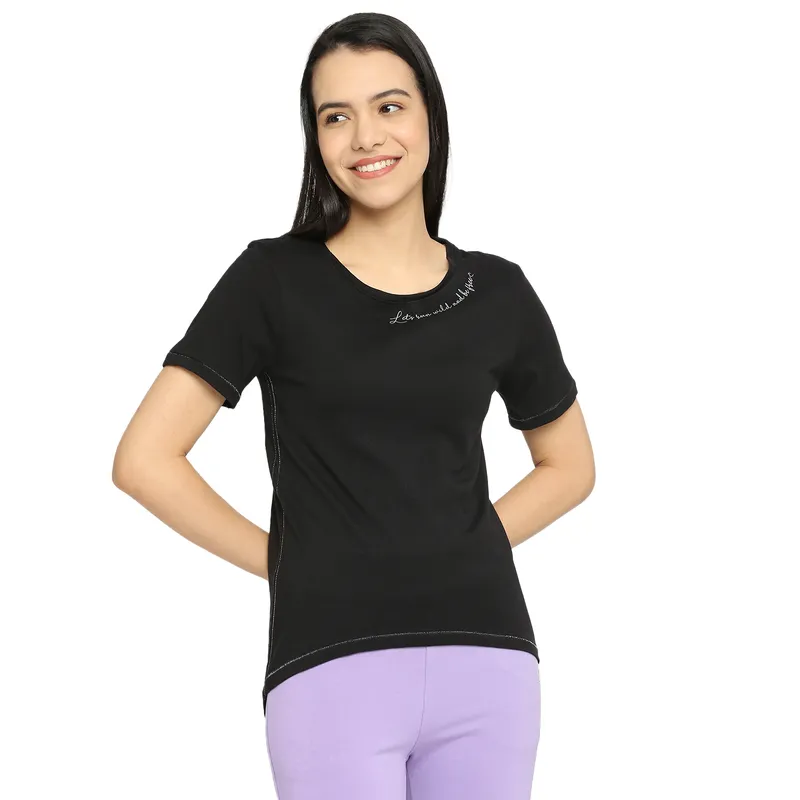 Black Slim Fit Round Neck Men's T-Shirt by Being Human Clothing